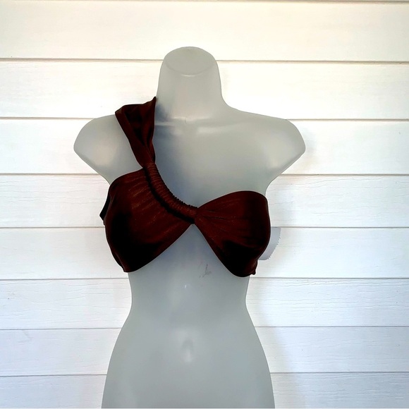 Size Large Zaful Brown One-Shoulder Bikini Top New with Tags - Picture 2 of 5